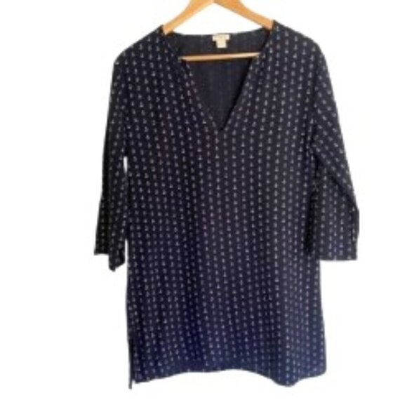 J. Crew Navy Anchor Print Beach Coverup Medium - Picture 1 of 3